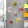 (US Local)6pcs/set DIY Diamond Painting Fridge Magnetic Sticker Kits (Flower Basket)