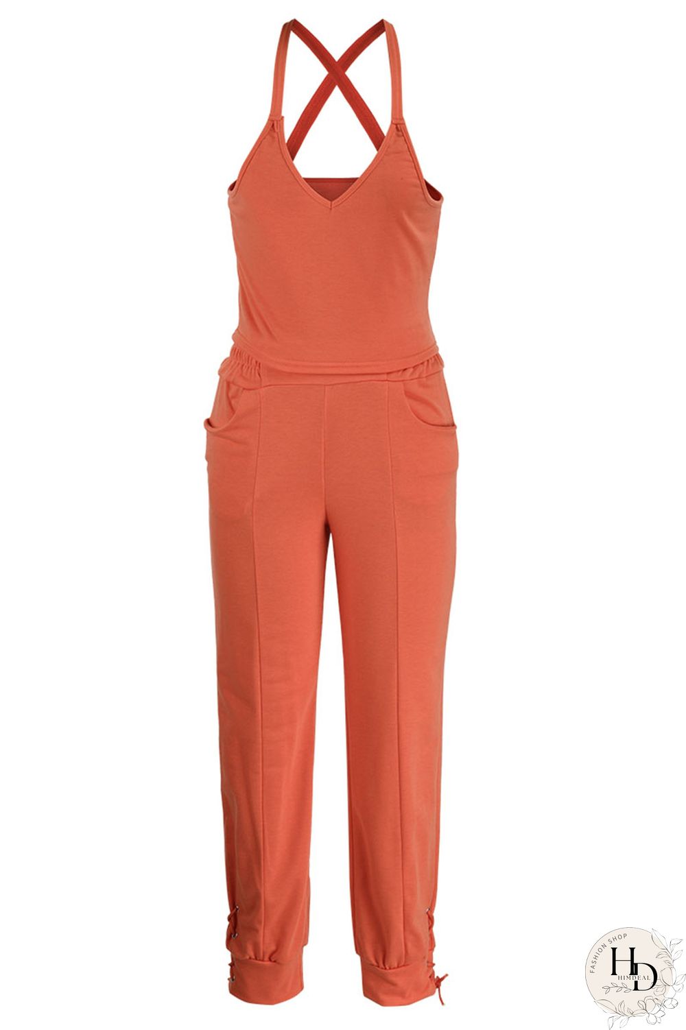 Red Casual Solid Split Joint Spaghetti Strap Sleeveless Two Pieces