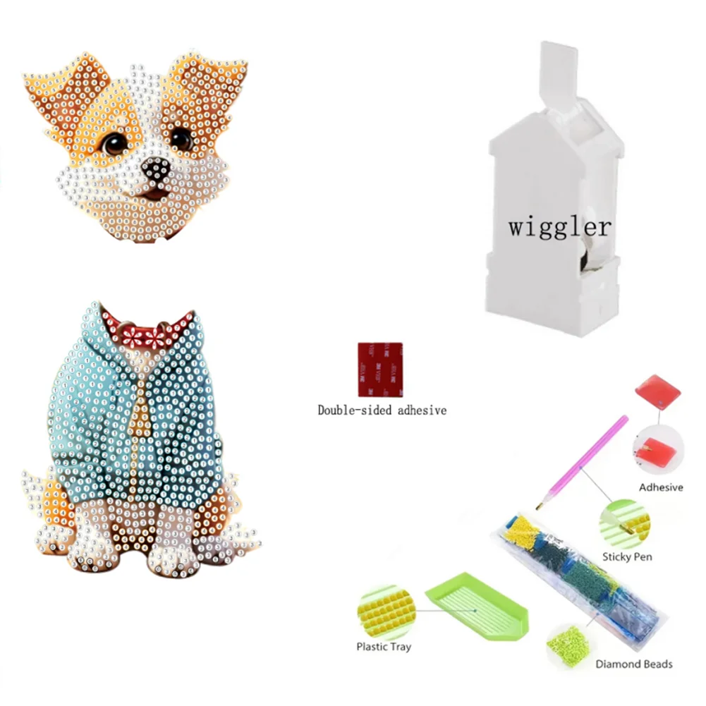 DIY Dog Acrylic Special Shape Diamond Painting Desktop Ornaments for Home Decor(Can Shake Head)