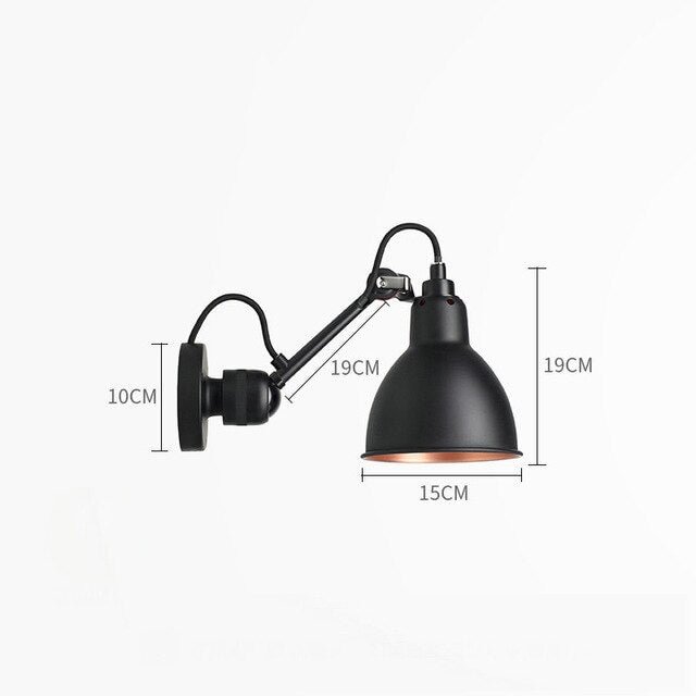 Modern Adjustable Long Swing Arm Wall Lamp Lights For Reading 360 Degree Rotatable Flexible Vintage Black Metal Wall Lamp LED