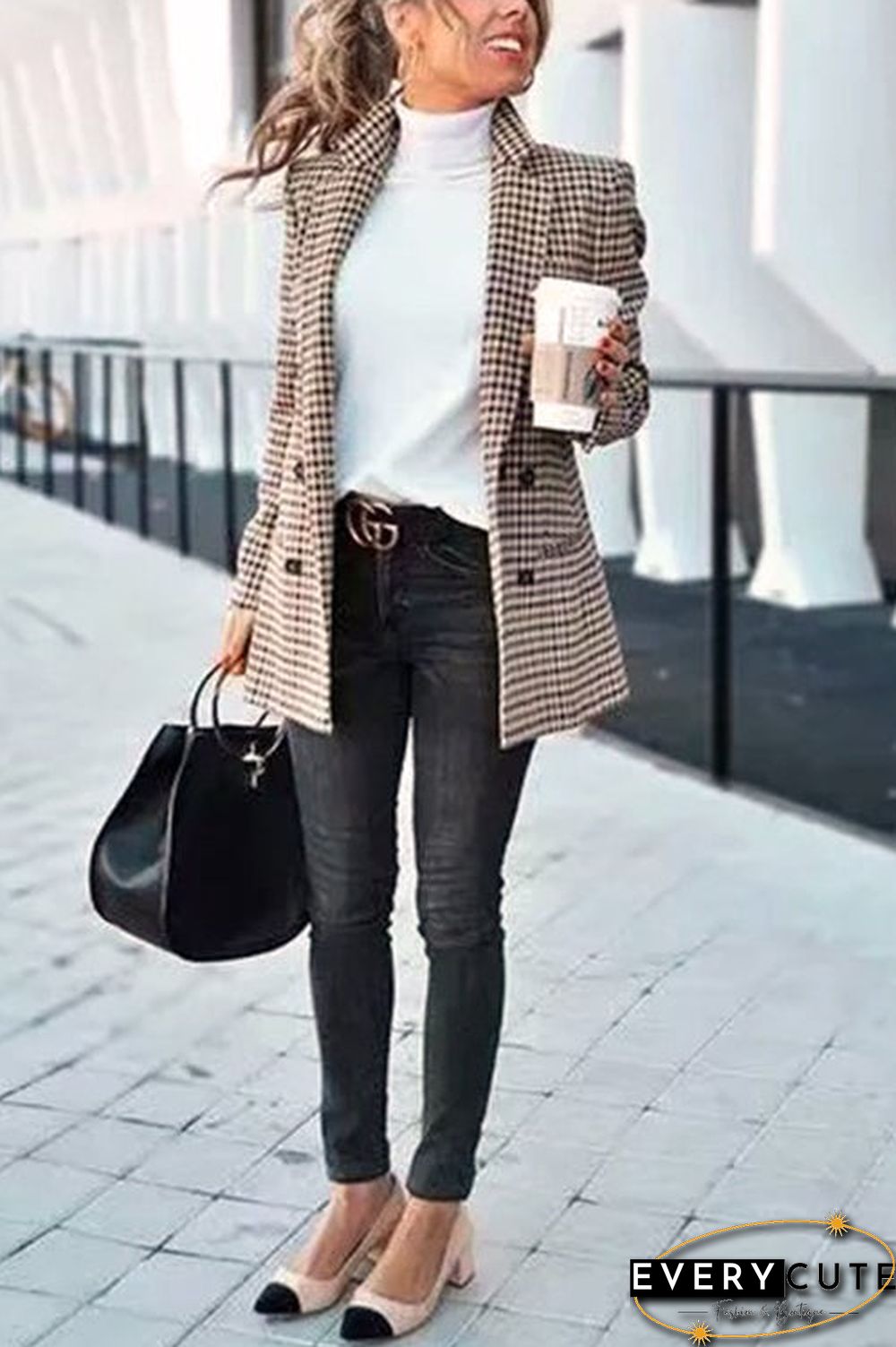 Chic Khaki Suit Blazer