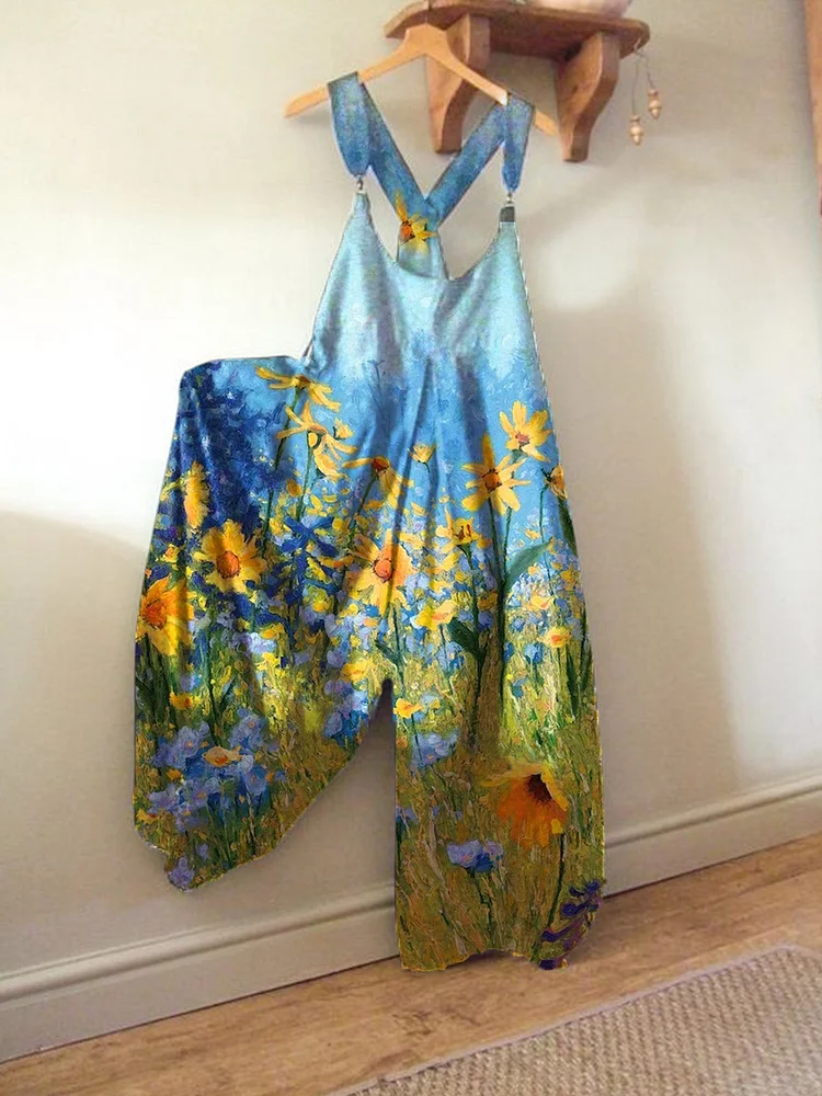 Sunflower warm print casual overalls