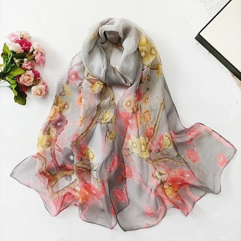 Women’s Sweet Flower Georgette Silk Scarves