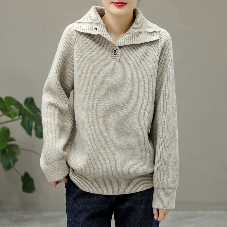 Winter Spring  Loose Knitted Turtleneck Sweater