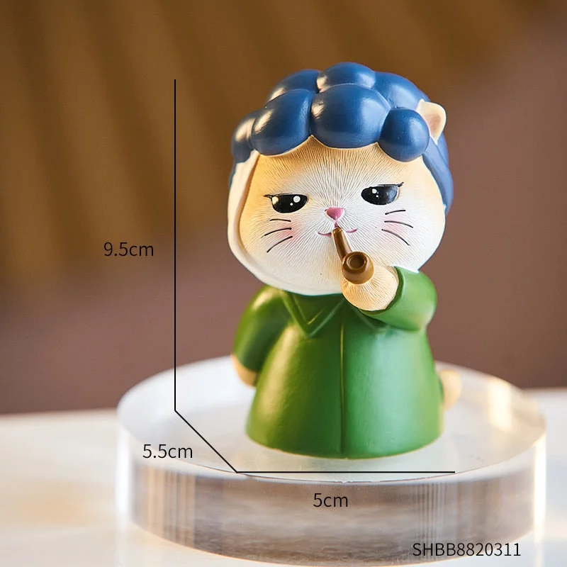 Home Decoration Accessories For Living Room Resin Lucky Cat Figurines Girl Birthday Gifts Miniatures Garden Angel Kid Room Decor