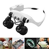 LED Light Magnifier Glasses Portable 10X/15X/20X/25X Lens Loupe Eyewears