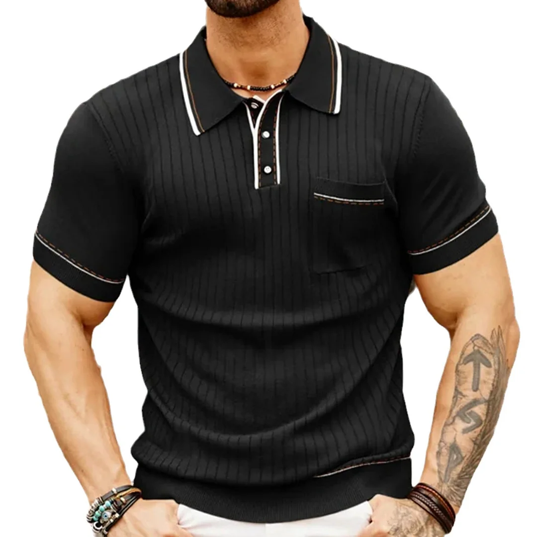 Uveng Uveng Men's New Summer Knits Clip Short Sleeve Business Polo Shirt Men's SY0186