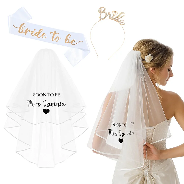 Duckbe Custom Bachelorette Veil, Future Mrs Veil, Bride To Be Veil Sash Headband, Bridal Shower Accessories Bach Party Decor