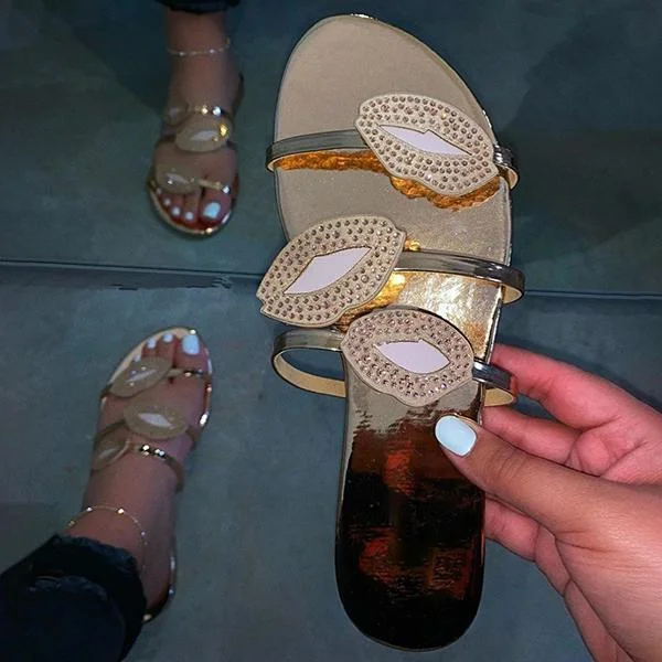Women Summer Flat Sexy Red Lips Slippers