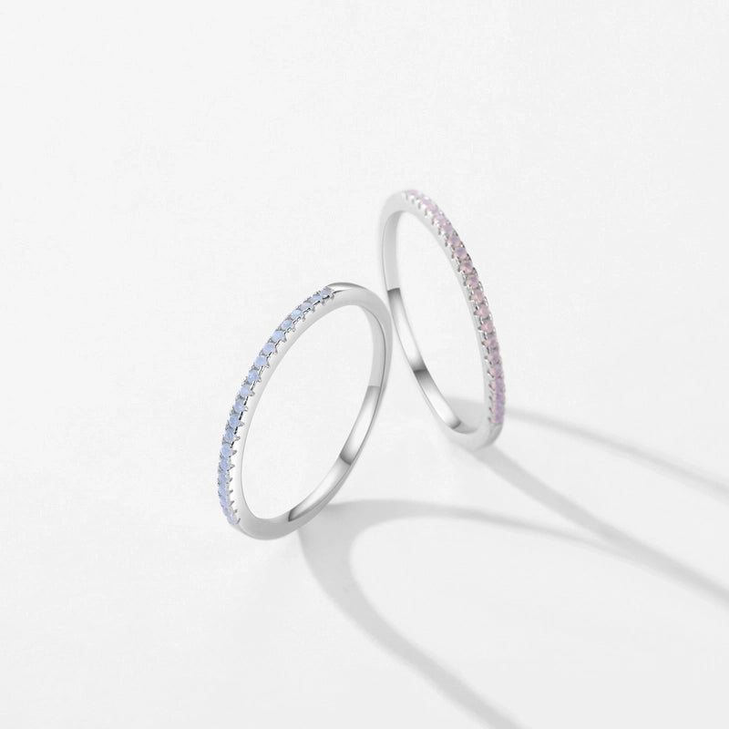 Rhodium Plated 925 Sterling Silver Zircon Circle Rings