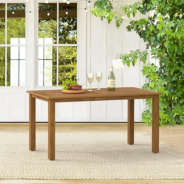 6-Person HDPS Outdoor Dining Table, Weather-Resistant Rectangle Patio Dining Table, 500 LBS Weight Capacity, Outdoor Patio Table for Outside Indoor, Lawn, Garden, and Backyard, Black