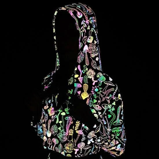 Toloer 2024 New Original Mushroom Dazzle Color Reflective Women's Hoodie Sexy Top Hooded Coat Women's Clothing-Outfit Ideas