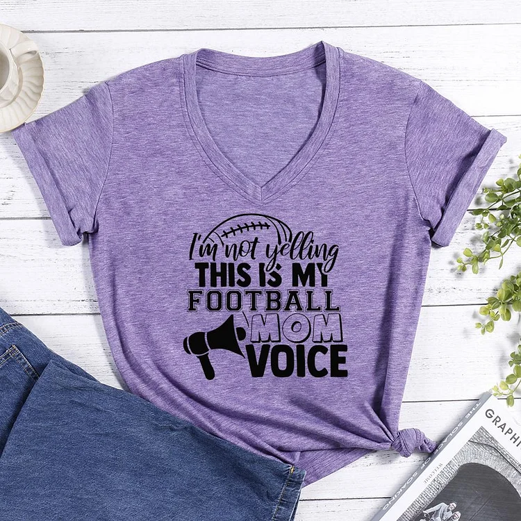 This is my football mom voice V-neck T Shirt-Annaletters