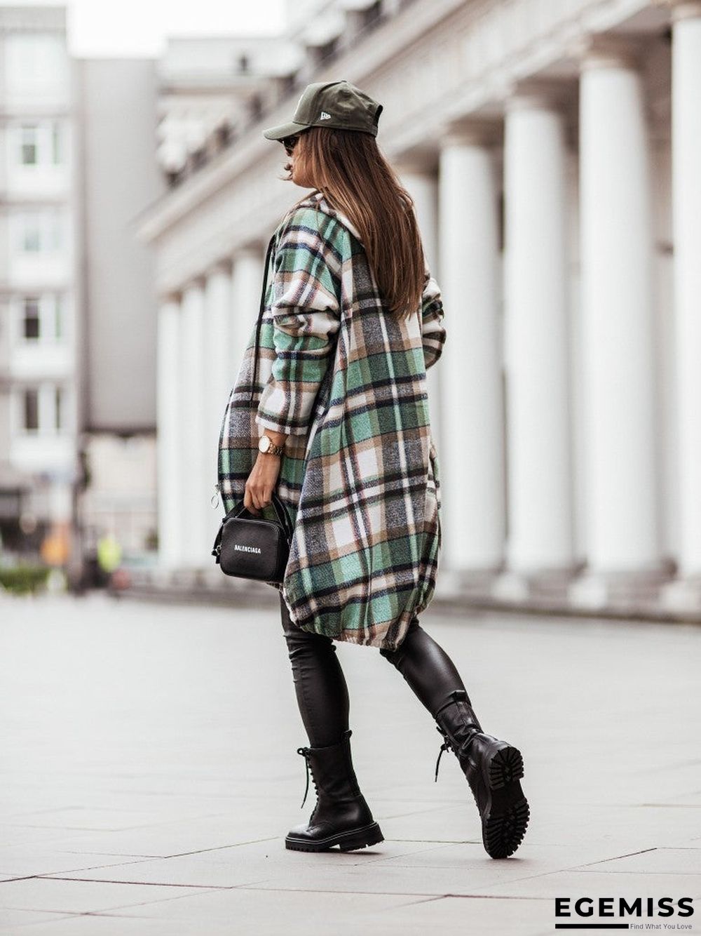 Casual Plaid Zip Long Sleeve Hooded Outerwear | EGEMISS