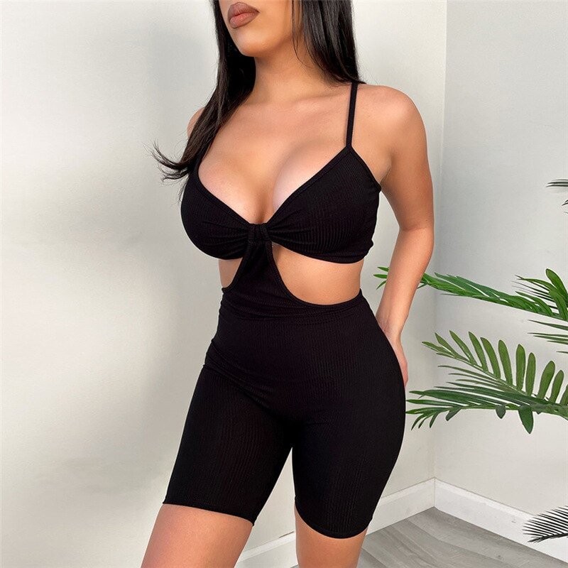 2021 Women Sexy Streetwear Sleeveless Bodycon Solid Bandage Fitness Sexy Jumpsuits Romper Playsuits Overalls New