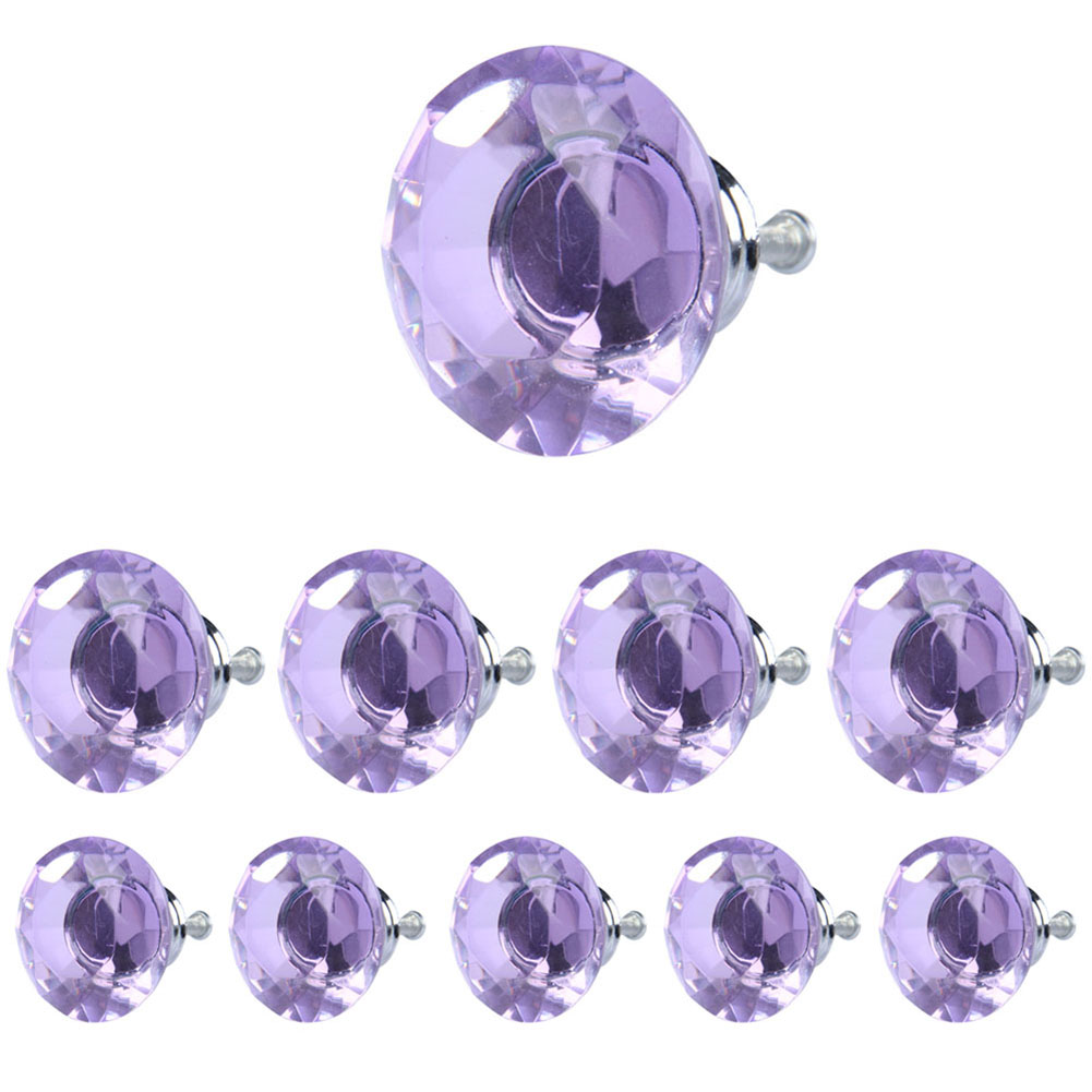 

10Xdiamond Shape Crystal Glass Drawer Cabinet Pull Handle Knob Light Purple, 501 Original