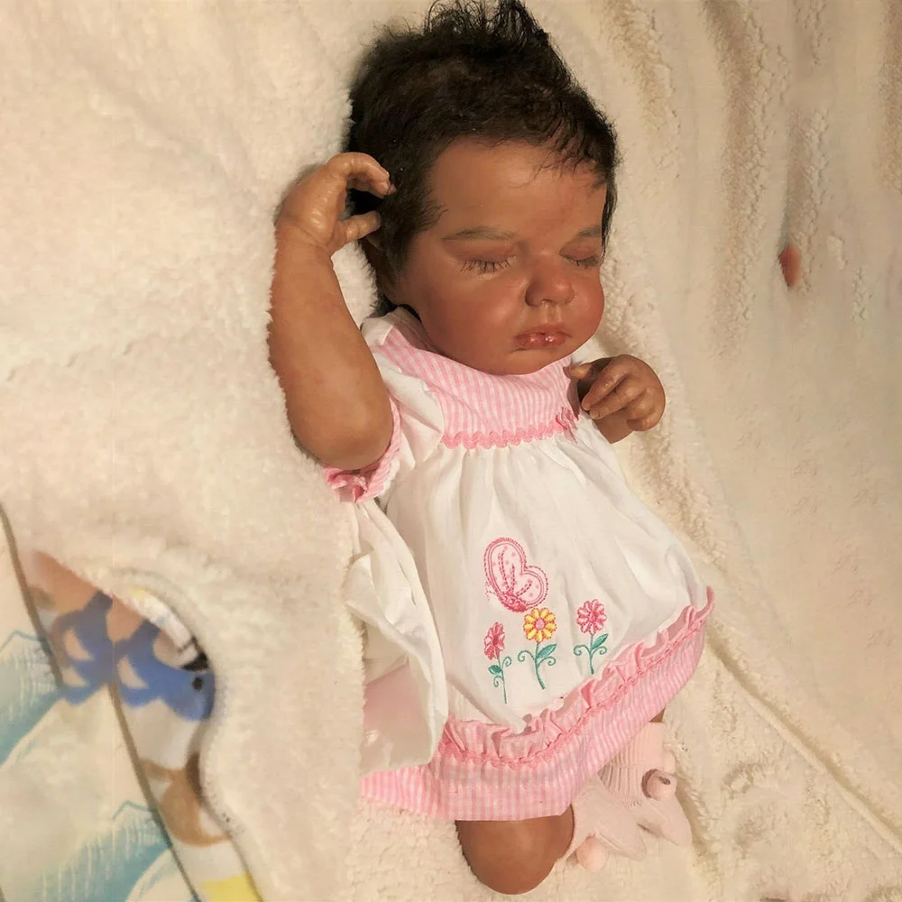 20'' Realistic Sleeping African American Reborn Baby Doll Girl Named Cathy with Clothes and Pacifier
