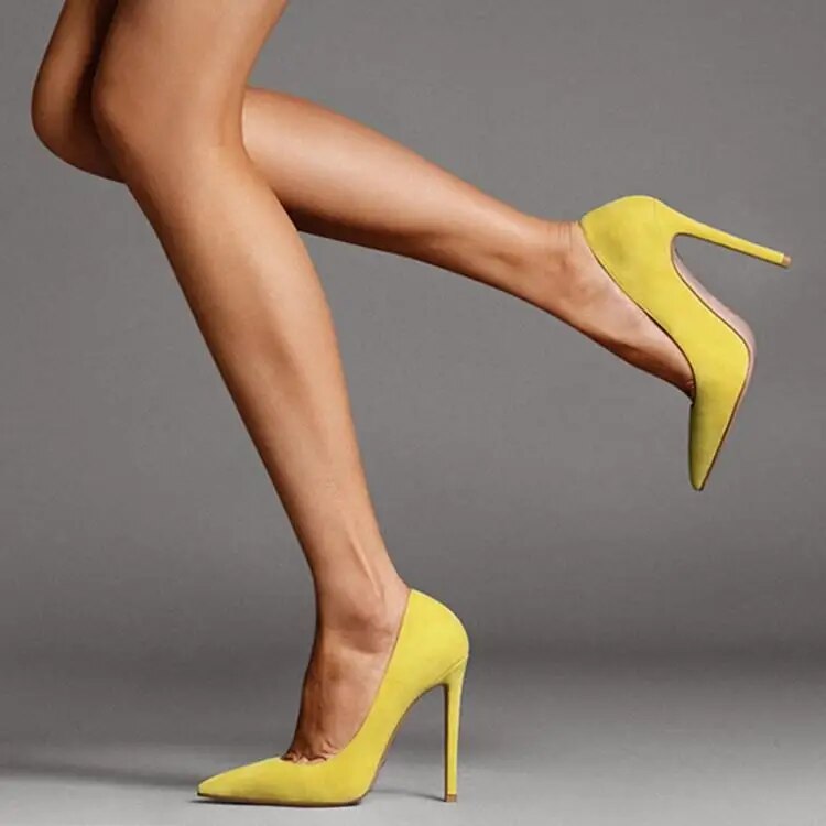 VCSHOES Light Blue Green Suede Pumps Pointed Toe High Heels Ladies Thin Heels Offical Ladies Shoes Woman Solid Stiletto Shoes