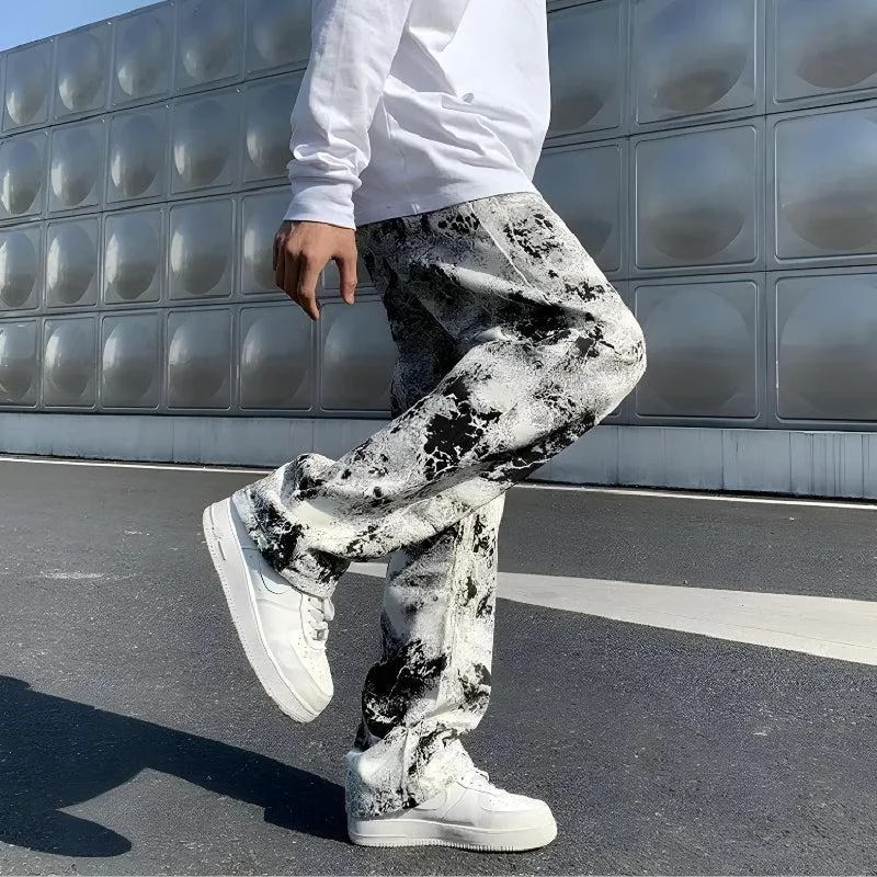 Brownm Paint Straight Leg Jeans