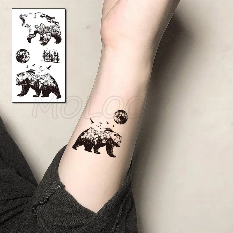 Tattoo Sticker Body Art Black White Drawing Little Element Planet Sun Moon Star Water Transfer Temporary Fake Tatto Flash Tatoo