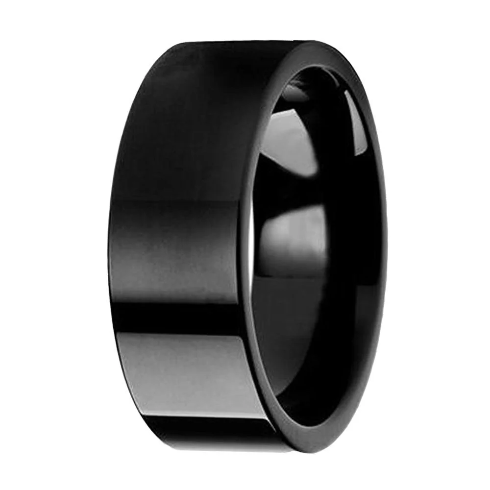 Couples Wedding Bands Black Flat Tungsten Rings High polished