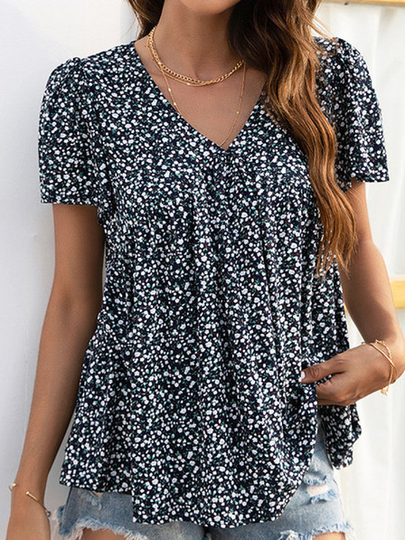 Floral Cotton Blends Short sleeve tops