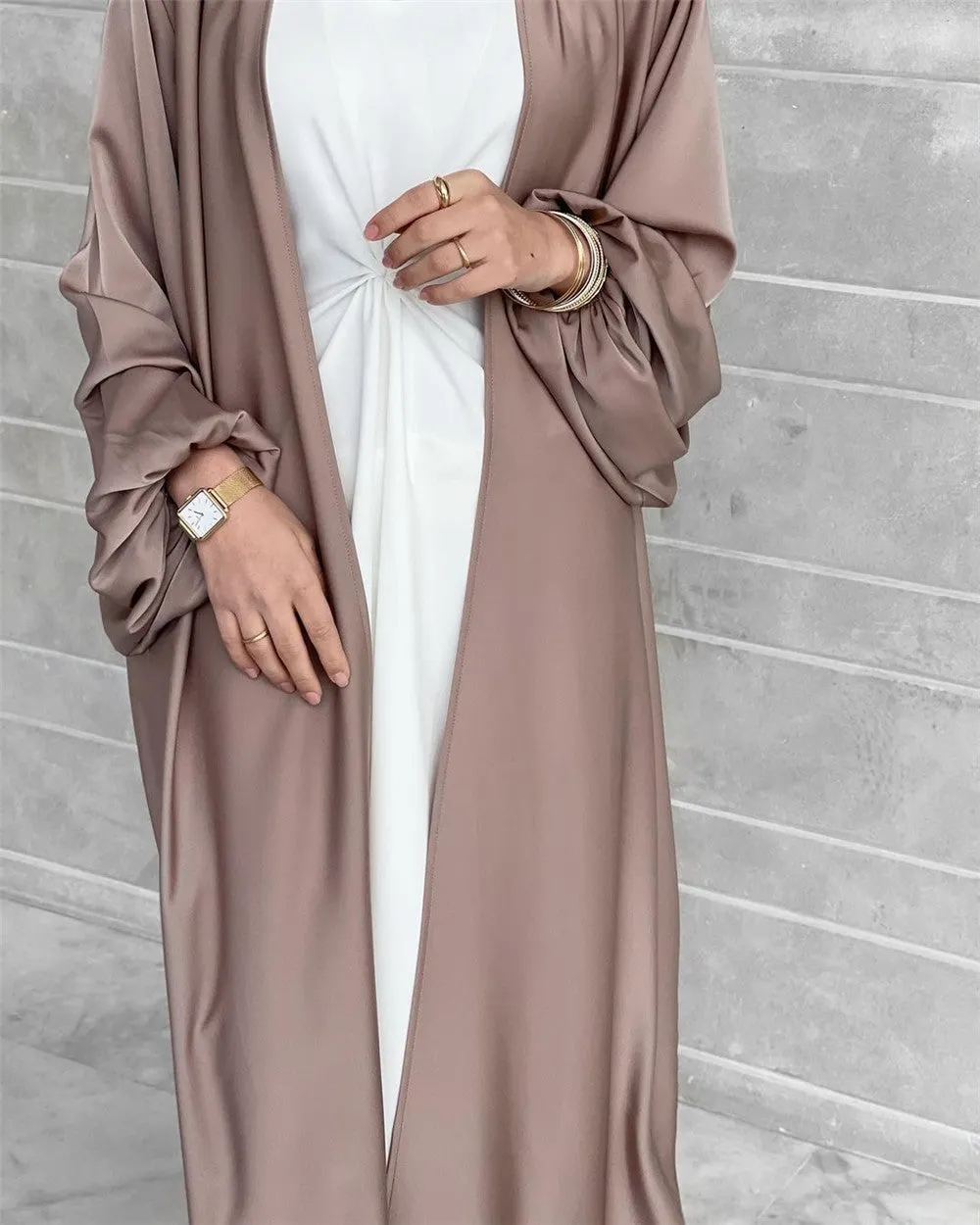 Brownm Sleeve Basic Model Cardigan Summer Colorful Elegant Dress