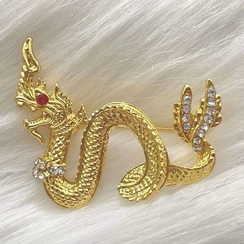 Chinoiserie Pin Animal Alloy Rhinestone Unisex Corsage