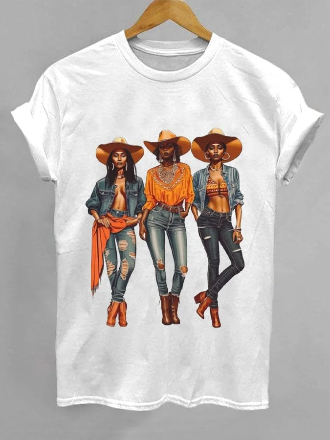 Women's Juneteenth Cowgirl Print T-Shirt 