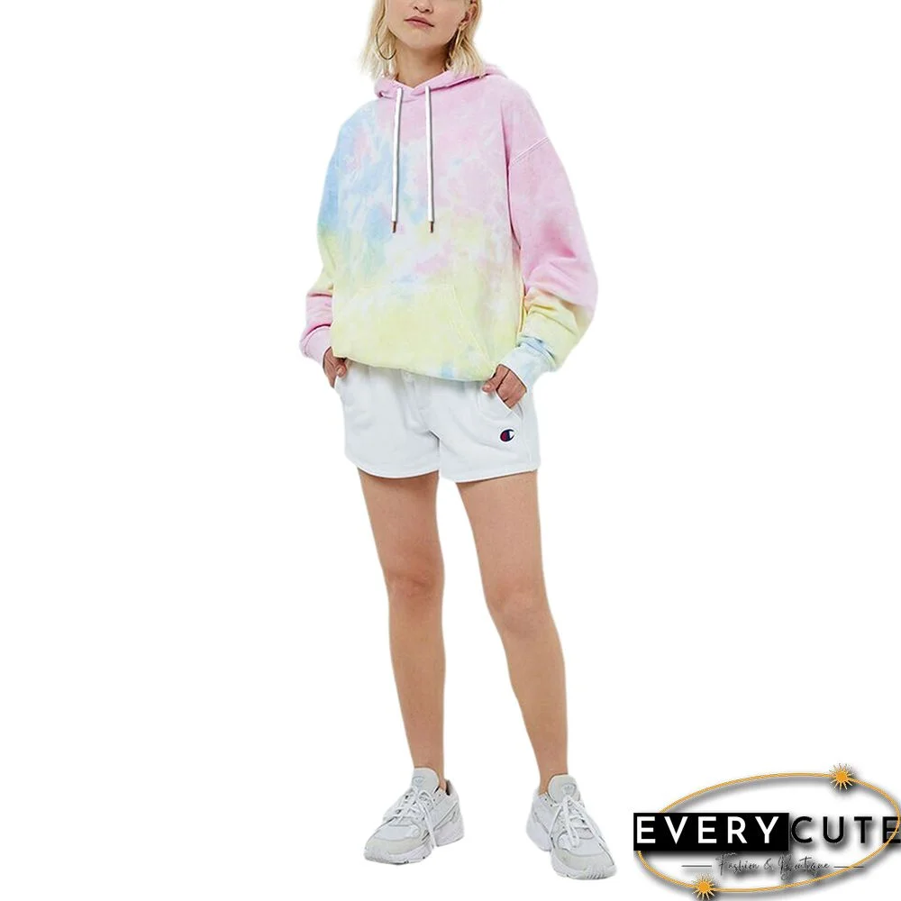 Light Pink Digital Tie-dye Print Hoodie