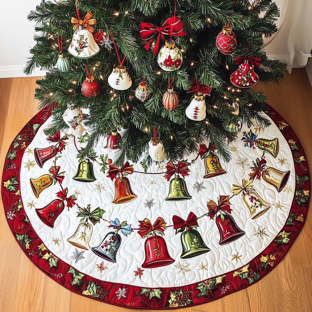 Joyful Bells Christmas Quilted Tree Skirt NCU0NT2341