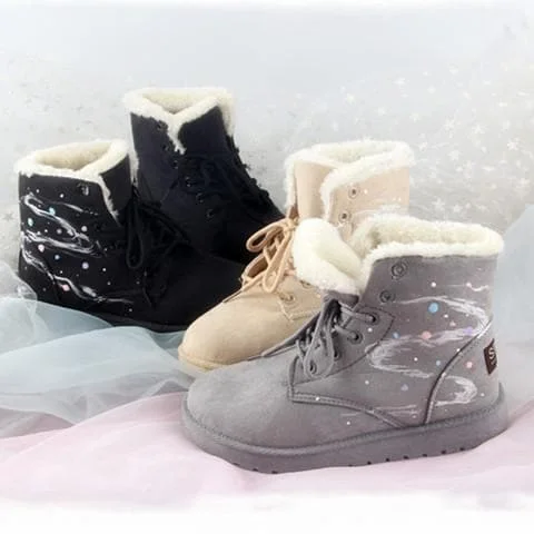 Khaki/Gray/Black Warming Fleece Snow Boots SP13205