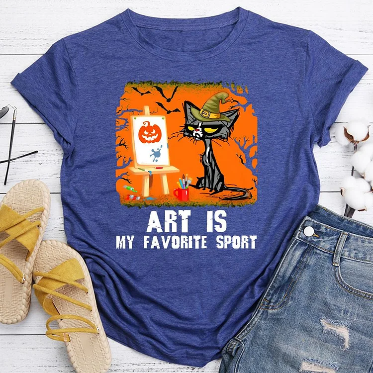 Cat Horror Art Is My Favorite Sport T-shirt Tee -06727