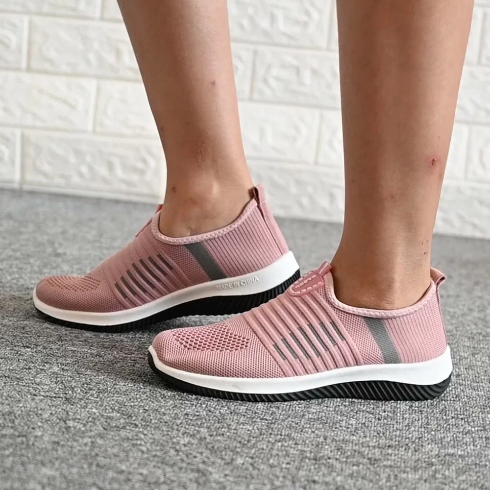 Women Flat Shoes Knit Woman Casual Slip On Vulcanized Shoes Female Mesh Soft Breathable Women's Footwear For Ladies Sneaker