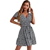 NEW V-NECK STRAPS FLORAL CASUAL VACATION SHORT DRESS