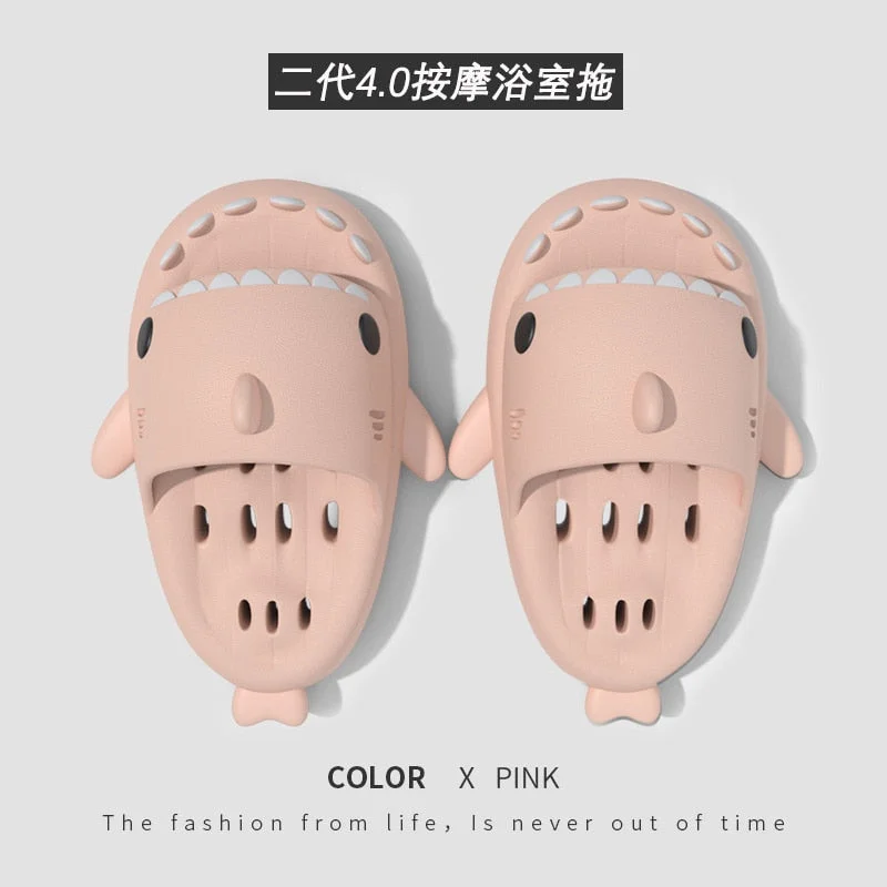 Man Women Cartoon Shark Slipper Bathroom Adult Couples Non Slip Thick Sole Hollow Out Slippers Indoor Home Funny Slides Sandals