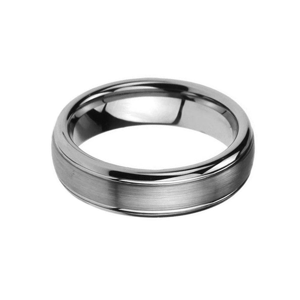 6MM Grooved Matte Brushed Men Tungsten Carbide Ring Wedding Band Comfort Fit