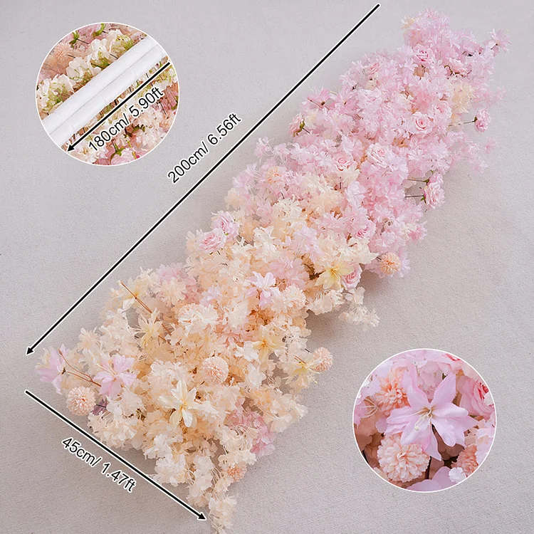 A8743 Champagne Pink Cherry Blossoms Orchid Wedding Backdrop Floral Arrangement
