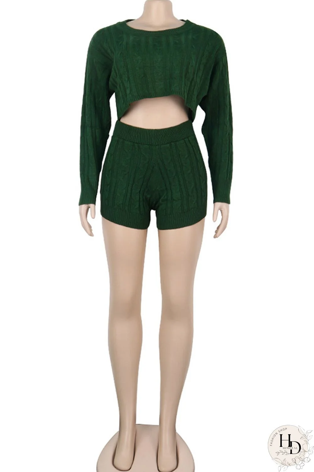 Orange Wool Europe and America Solid Two Piece Suits pencil Long Sleeve Two-Piece Short Set