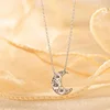 14K Gold Round Brilliant Cut Lab Diamond Five-Stone Moon Pendant Necklace &ndash; Bezel Set Diamond Necklace for Men & Women