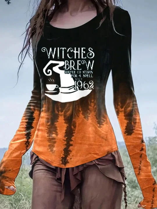 Women's Witches Brew Co Halloween Tie Dye Print Tops