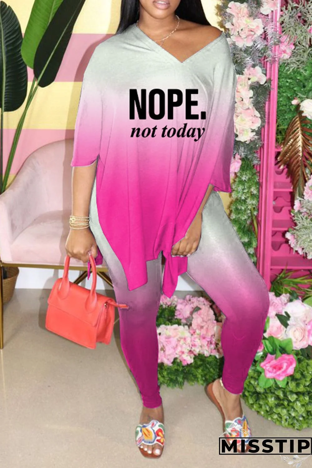 Black Casual Print Patchwork V Neck Short Sleeve Two Pieces