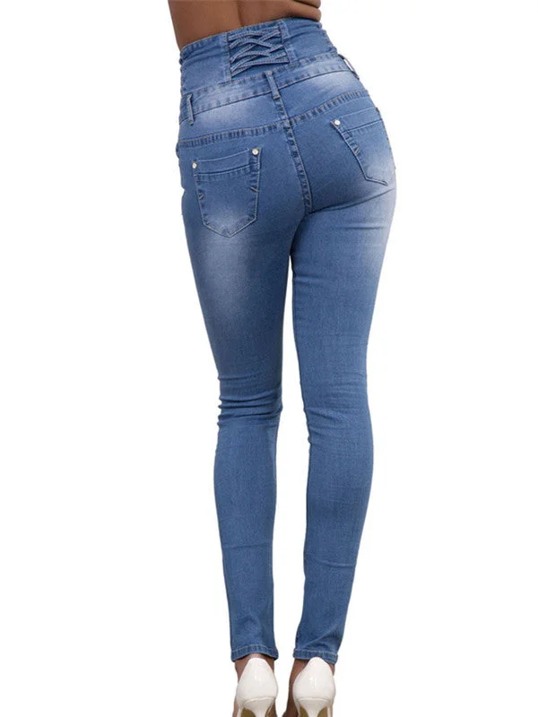 High Waist Slim Stretch Skinny Jeans