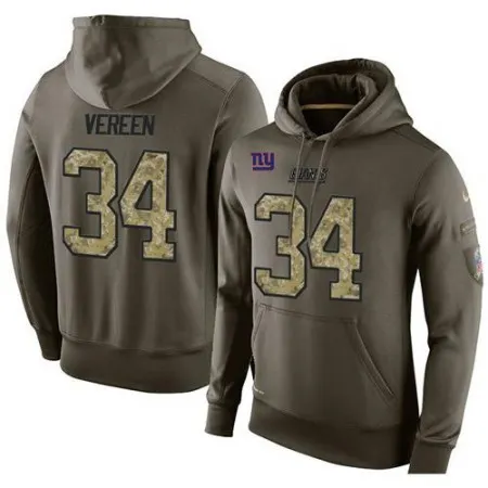 NFL Men's  New York Giants #34 Shane Vereen Stitched Green Olive Salute To Service KO Performance Hoodie