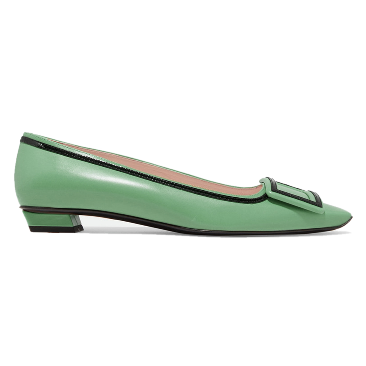 TAAFO Rectangular Buckle Black Edge Low Heels Women Flats Square Toe Pumps Dress Office Ladies Shoes 39