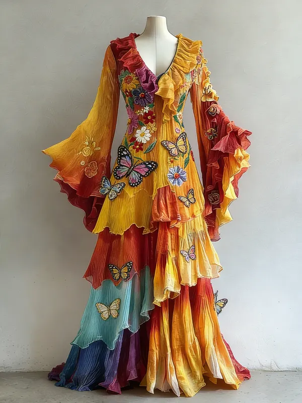 Women's Vibrant Summer Rainbow-Colored Dress 7425