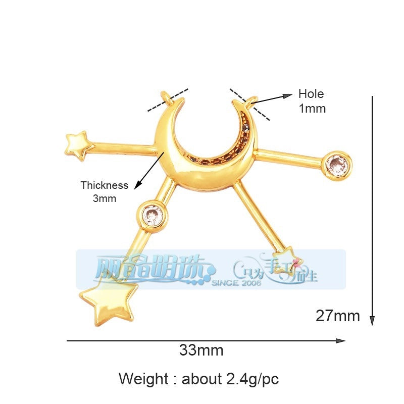 1 Piece 15 * 21mm 18 * 23mm 9*16mm Copper Zircon Sun Star Lightning Pendant Jewelry Accessories
