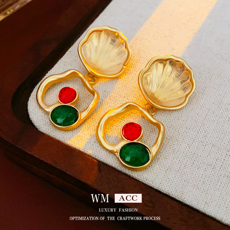 Medieval Shell Geometric Metal Electroplating Earrings