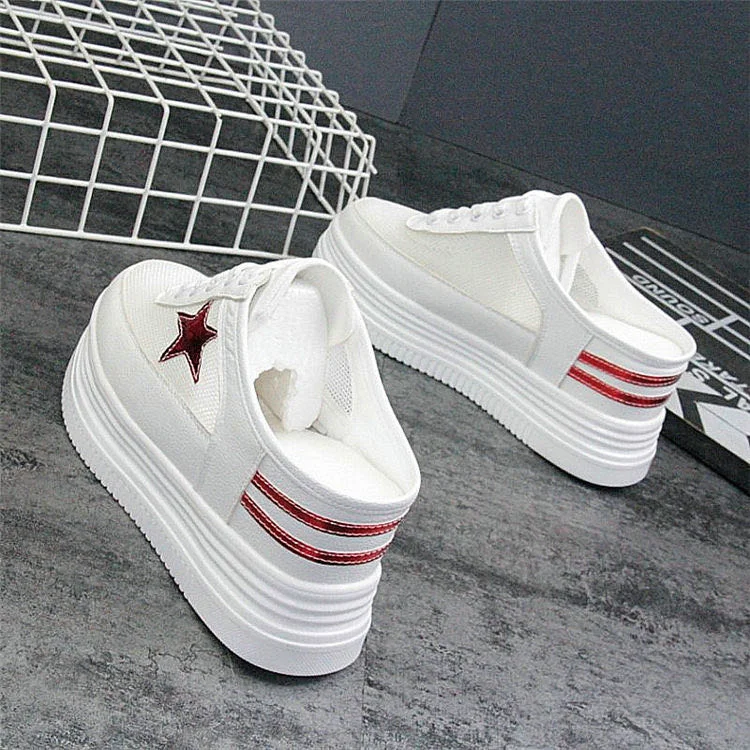Ladies Sneakers Spring Autumn Increase Shoe Fashion White Shoes Casual Platform Shoes Chunky Shoes White Wedges Vulcanize Shoes