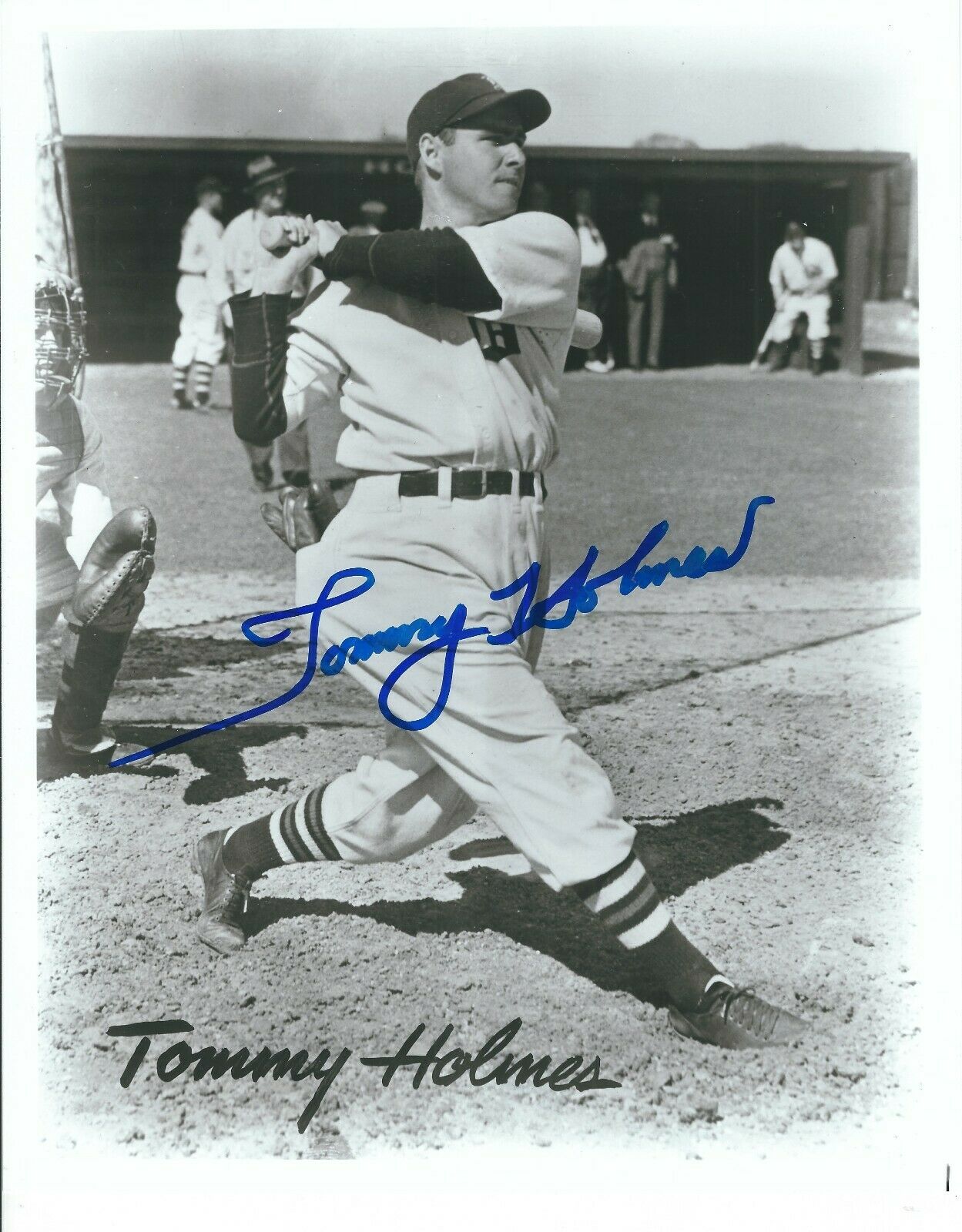 Signed 8x10 TOMMY HOLMES Boston Braves Autographed Photo Poster painting - COA